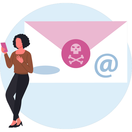 Woman checking email security  Illustration