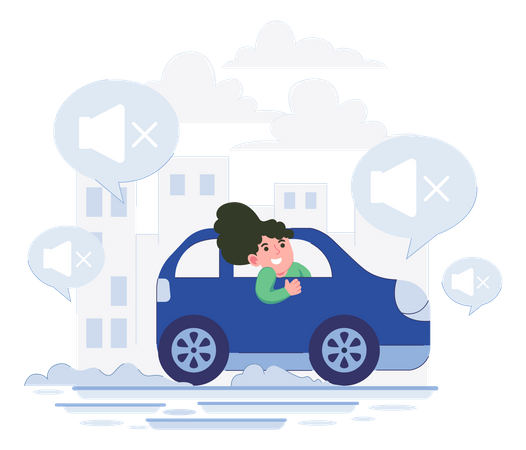 Woman checking ev car sound  Illustration