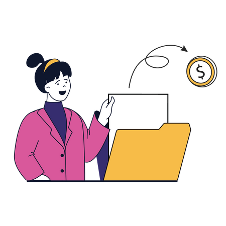 Woman checking finance folder  Illustration