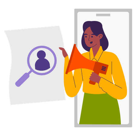 Woman checking for online vacancies  Illustration