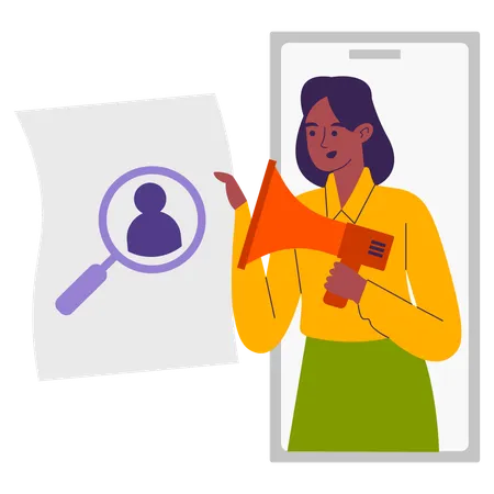 Woman checking for online vacancies  Illustration