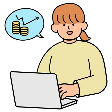 Woman Checking Increased Savings from Energy Conservation  Illustration