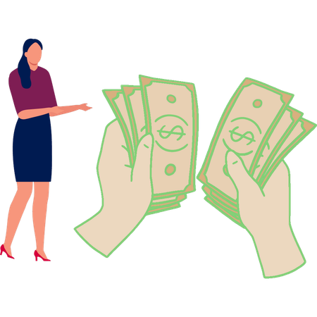 Woman checking investment money  Illustration