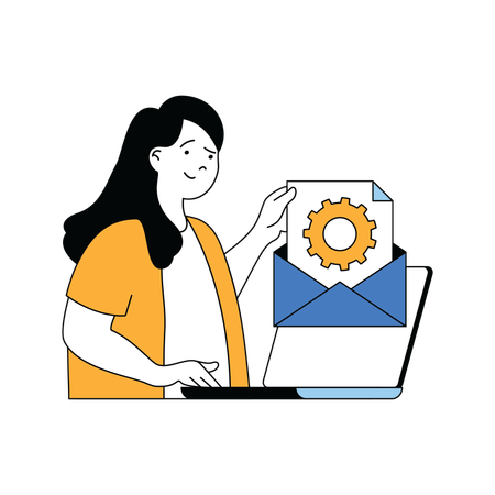 Woman checking mail  Illustration