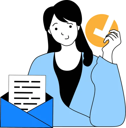 Woman checking mail  Illustration