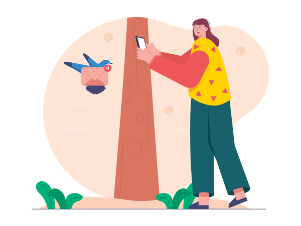Woman checking mail  Illustration