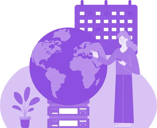 Woman Checking Maps  Illustration