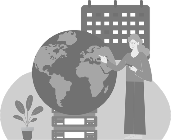 Woman Checking Maps  Illustration