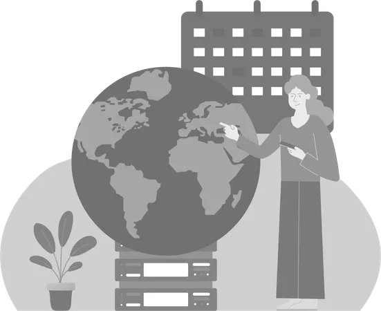 Woman Checking Maps  Illustration
