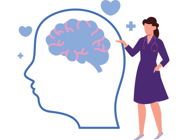 Woman checking mental health  Illustration