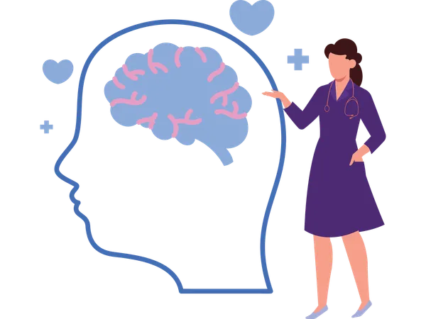 Woman checking mental health  Illustration