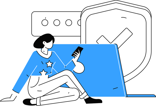 Woman checking mobile security  Illustration