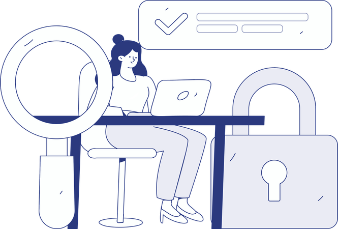 Woman checking mobile security  Illustration