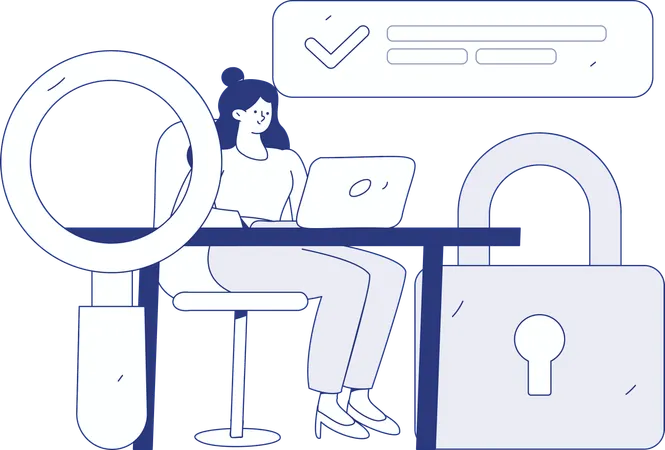 Woman checking mobile security  Illustration
