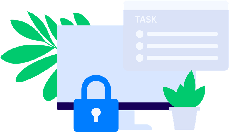 Woman checking mobile security  Illustration