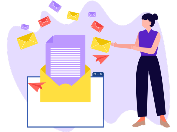 Woman Checking New Notification  Illustration
