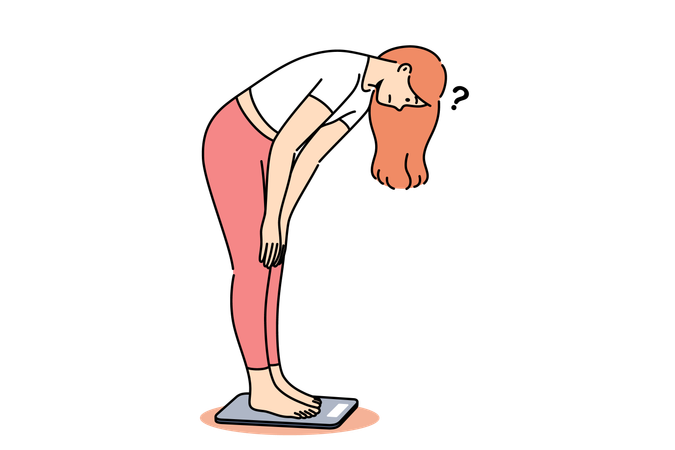 Woman checking own weight  Illustration