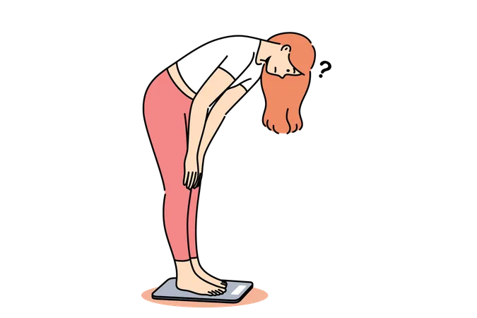 Woman checking own weight  Illustration