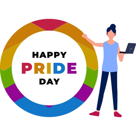 Woman checking pride day celebration  Illustration