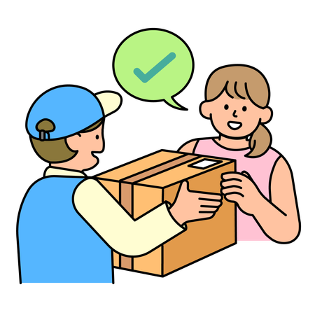 Woman checking product during home delivery  Illustration