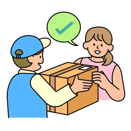 Woman checking product during home delivery  Illustration