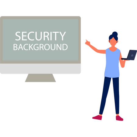 Woman checking security of background  Illustration