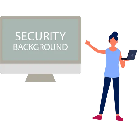 Woman checking security of background  Illustration