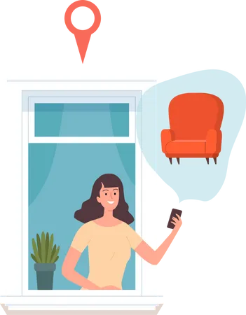 Woman Checking Sofa Delivery  Illustration