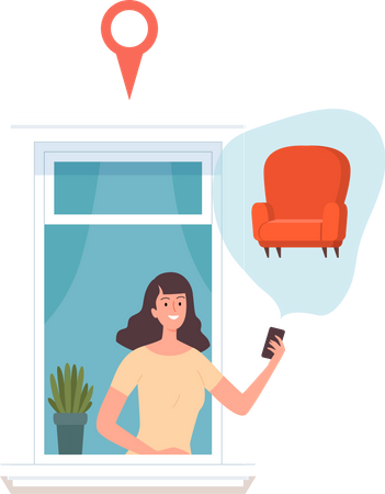 Woman Checking Sofa Delivery  Illustration