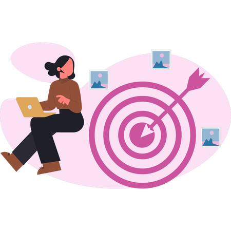 Woman checking target  Illustration