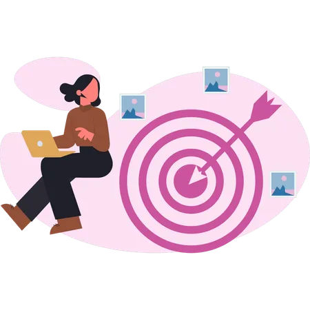 Woman checking target  Illustration