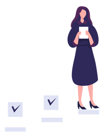 Woman Checking Task Done  Illustration