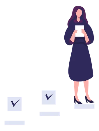 Woman Checking Task Done  Illustration