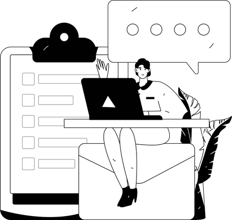 Woman checking task mail  Illustration