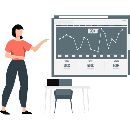 Woman checking trading stock exchange  Illustration