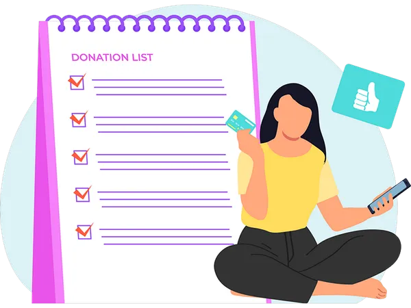 Woman Checking Wishlist  Illustration