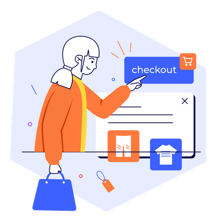 Woman Checkout from online shopping  Illustration
