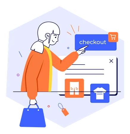 Woman Checkout from online shopping  Illustration