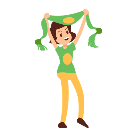 Woman cheering in match  Illustration