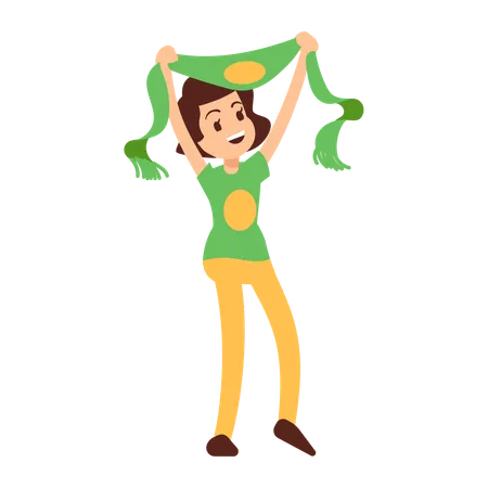 Woman cheering in match  Illustration