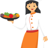 female chef holding plate illustration free download