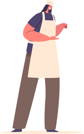 Woman Chef Cooking Delicious Dishes Illustration