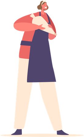 Woman Chef Holding Cream Cone  Illustration