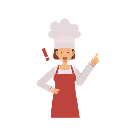 Woman Chef Pointing Finger Up Illustration