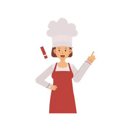 Woman Chef Pointing Finger Up  Illustration