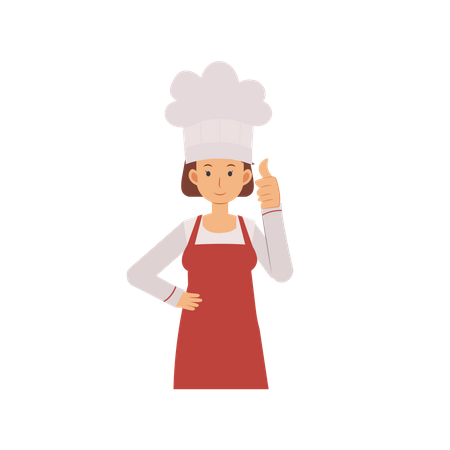 Woman Chef Showing Thumb Up Illustration