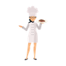 woman chef with new dish illustrations