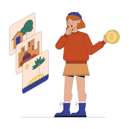 Woman chooses real estate  Illustration