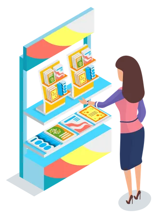 Woman choosing brochure  Illustration