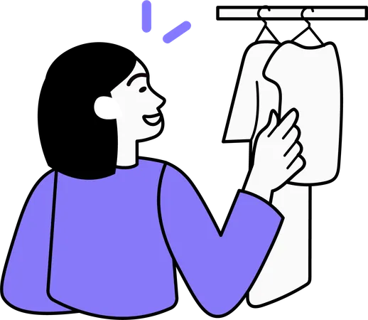 Woman choosing cloth  Illustration